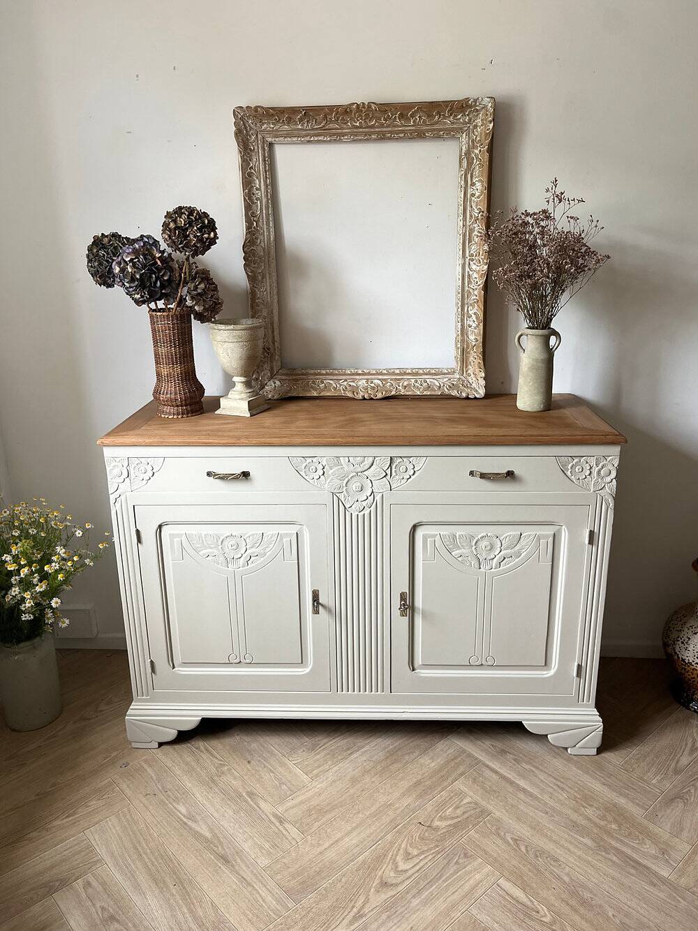Large Art Deco buffet in grey oak