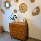 Très belle commode vintage en chêne miel