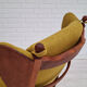 Danish high-backed ear flap chair, 1960s, reupholstered, solid oak, furniture wool