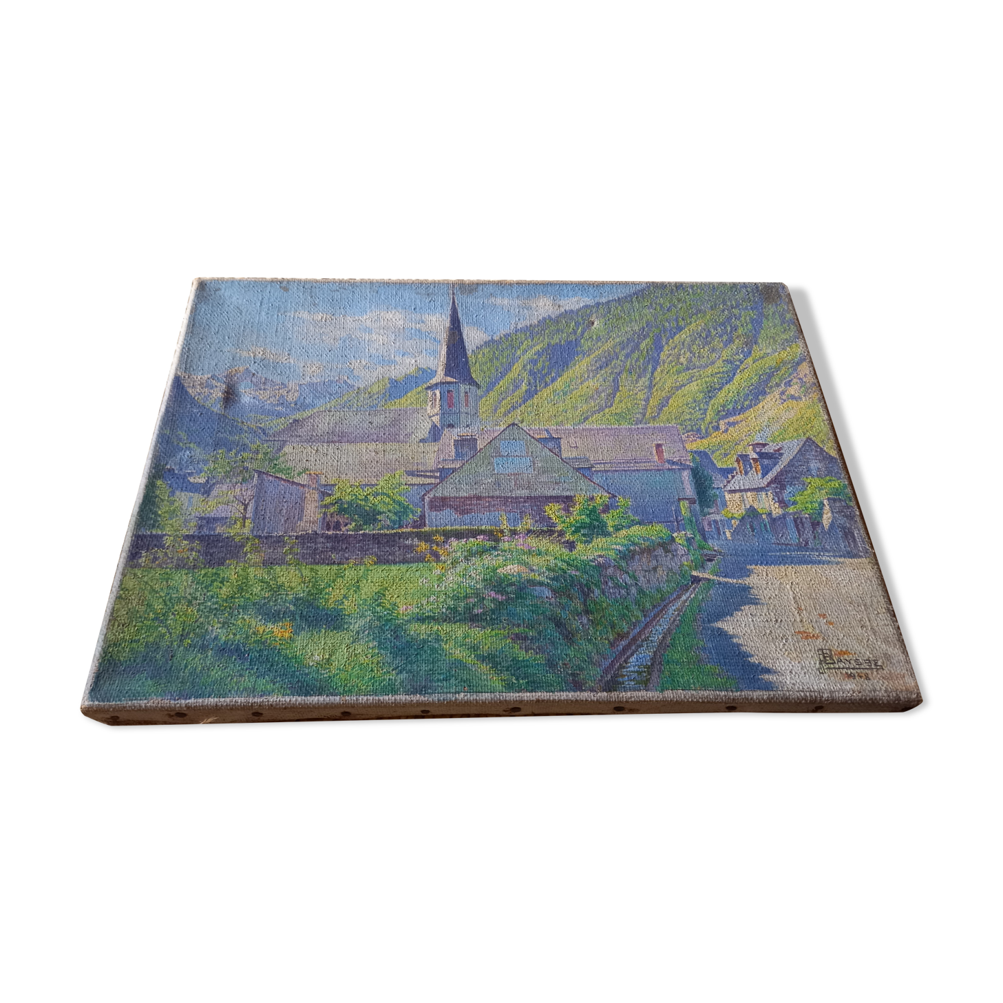 Tableau huile Sur toile (intitulé matin de septembre à Saint mamet de luchon)