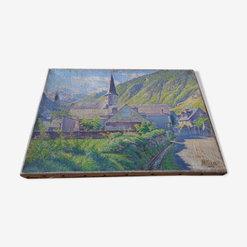 Oil painting On canvas (entitled September morning in Saint mamet de luchon)