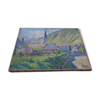 Oil painting On canvas (entitled September morning in Saint mamet de luchon)