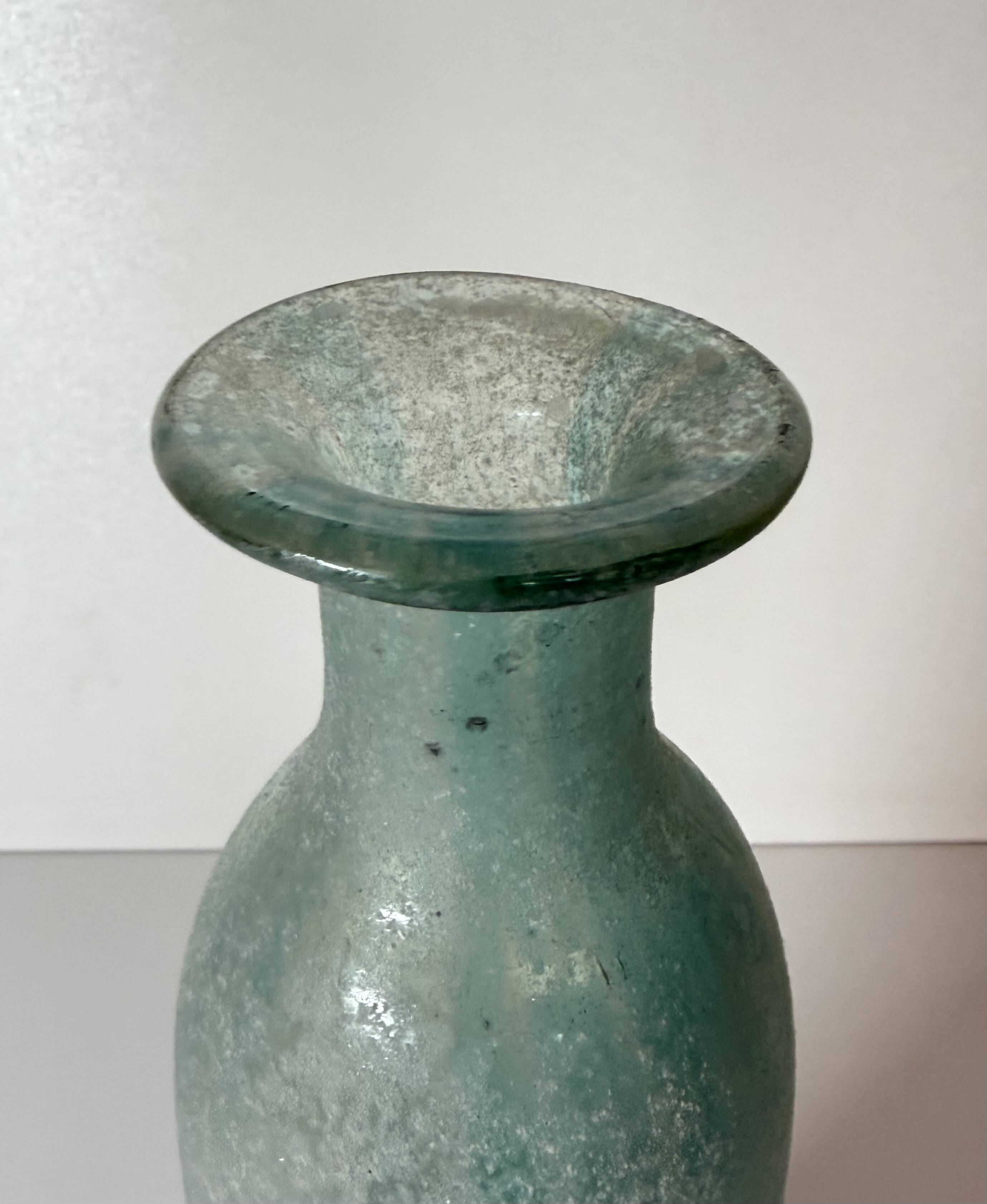 Teal Scavo Glass Bottle Vase attr. to Gino Cenedese, Italy