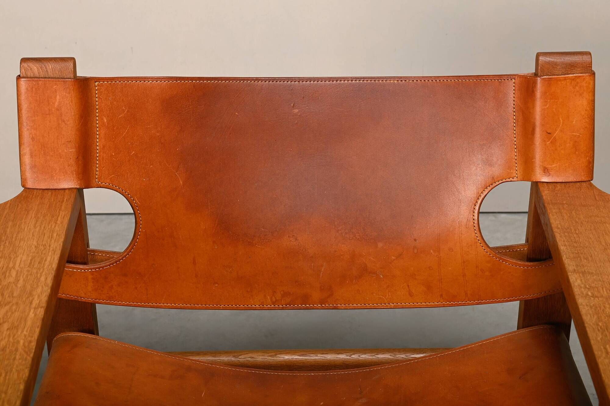 Børge Mogensen Spanish Chair in Cognac Leather and Oak for Fredericia, 1967