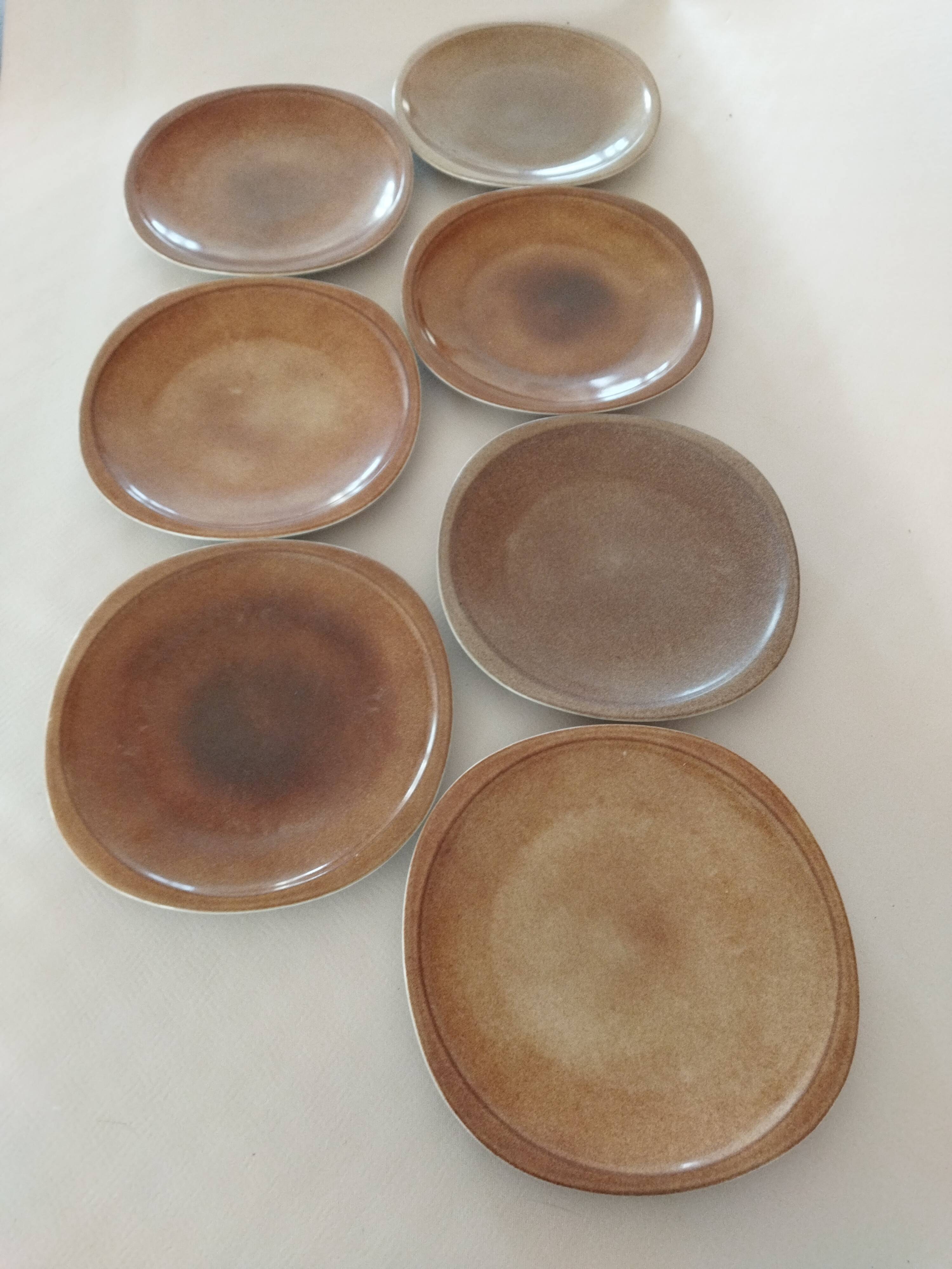 7 sandstone enamel dinner plates Sologne Porcelain