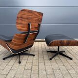 Vitra Eames Lounge Chair XL + Ottoman, Black leather & Santos Rosewood