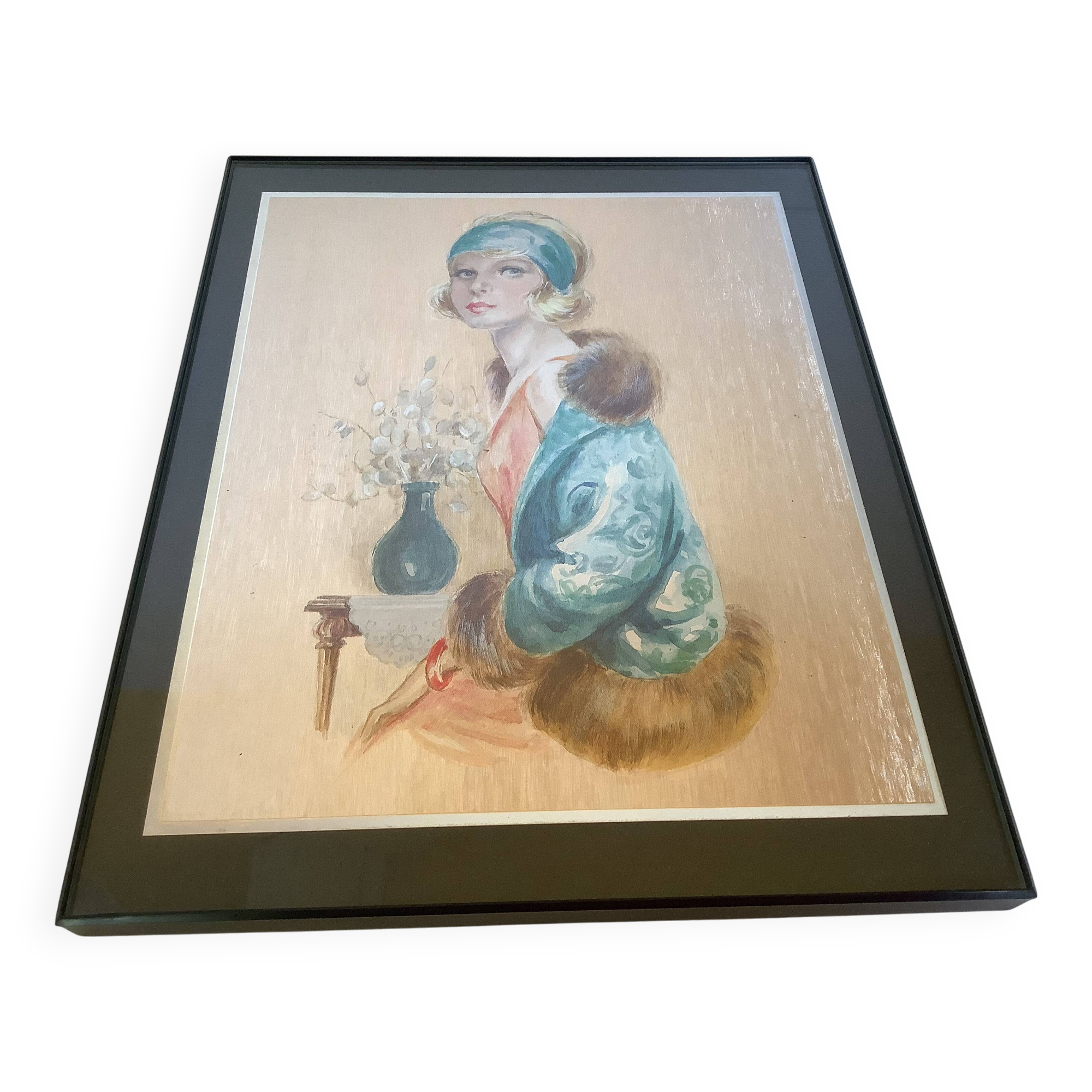 Art Deco woman portrait in iridescent colors