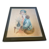 Art Deco woman portrait in iridescent colors