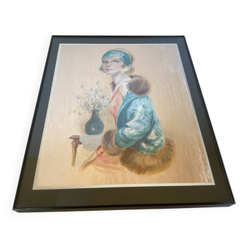 Art Deco woman portrait in iridescent colors