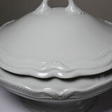 White fine porcelain soup tureen/vegetable dish from Limoges attributed to Barnardaud, vintage.
