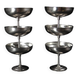 6 stainless steel ice cream cups on foot Létang Rémy stainless steel Made in France