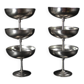 6 coupelles à glace sur pied en inox Létang Rémy en inox Made in France