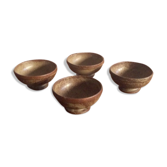 Set of 4 old bowls in stoneware