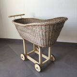 Wicker pram on wheels