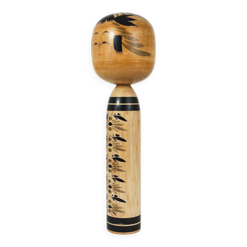 Decorative Togatta Kokeshi doll sculpture from northern Japan, hand-painted.