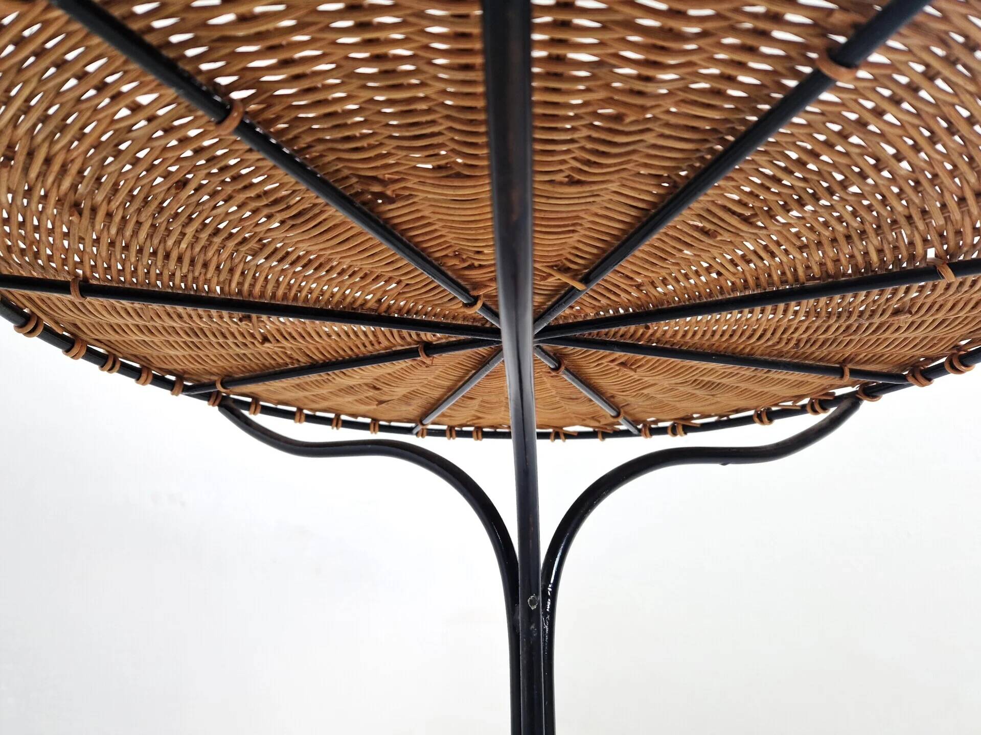 Side table in rattan and wrought iron, France, 1970s