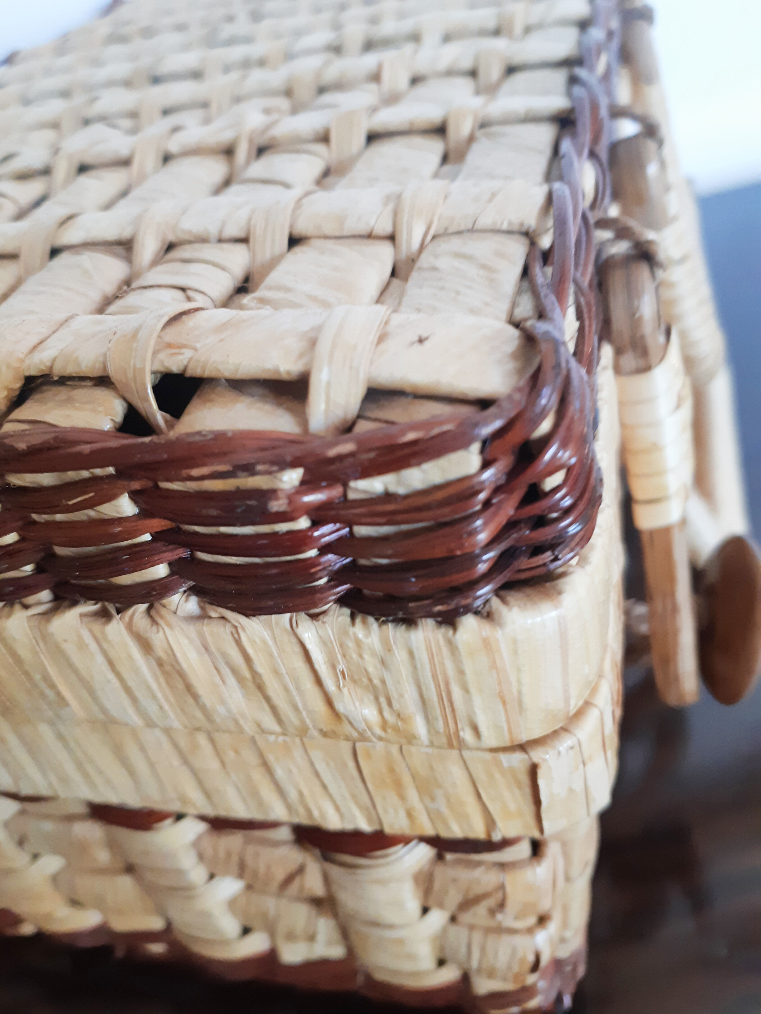 Rattan suitcase, wicker, vintage French, vanity