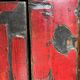Small antique Chinese buffet (1920-1950) in rustic style, red lacquered, ori