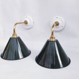 Swan neck enamelled sheet metal wall lights