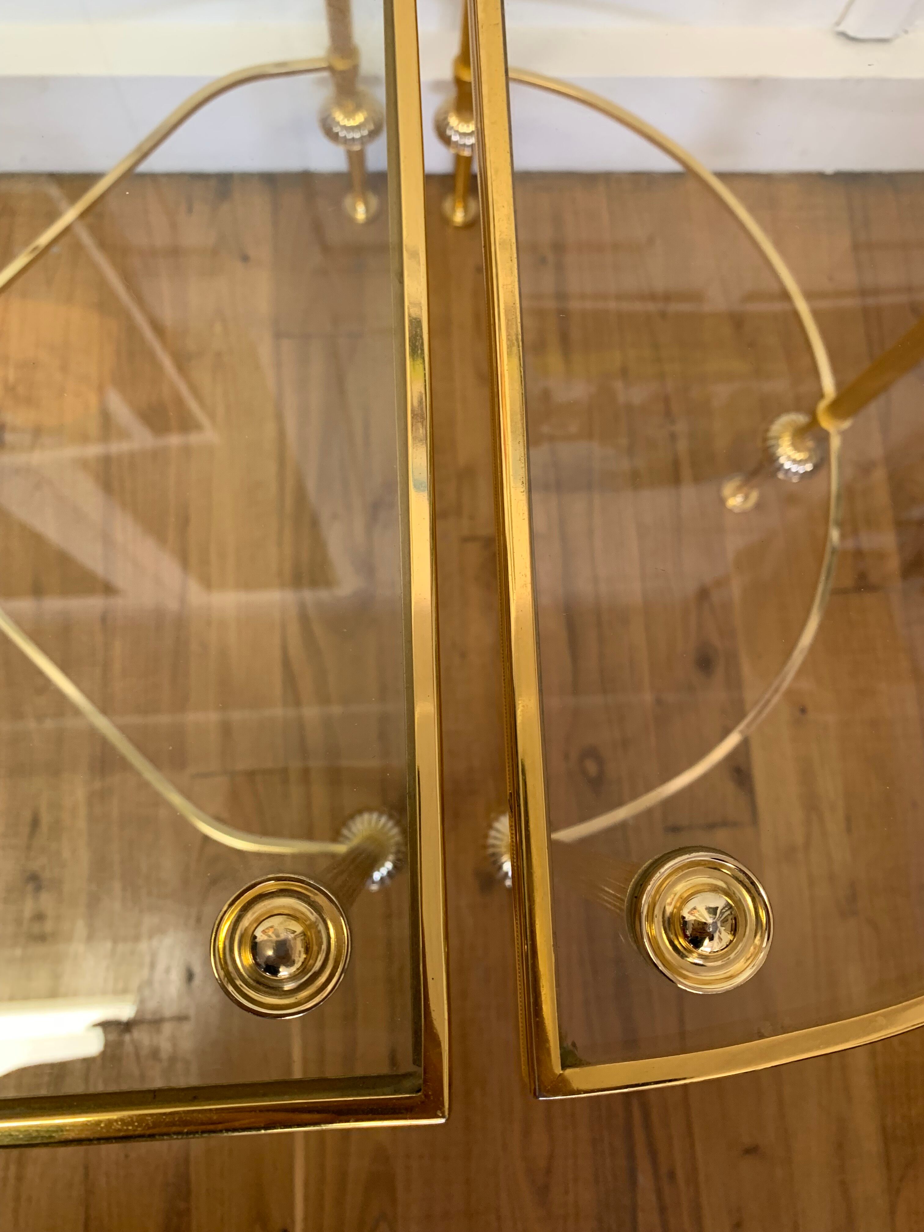 Tripartite brass and glass coffee table