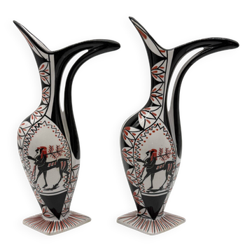 Pair of "zoomorphic" vases – ceramic, Italy, 1960s