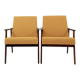 Pair Lounge Chairs Vintage Yellow Boucle,  Mid Century Design, 1960