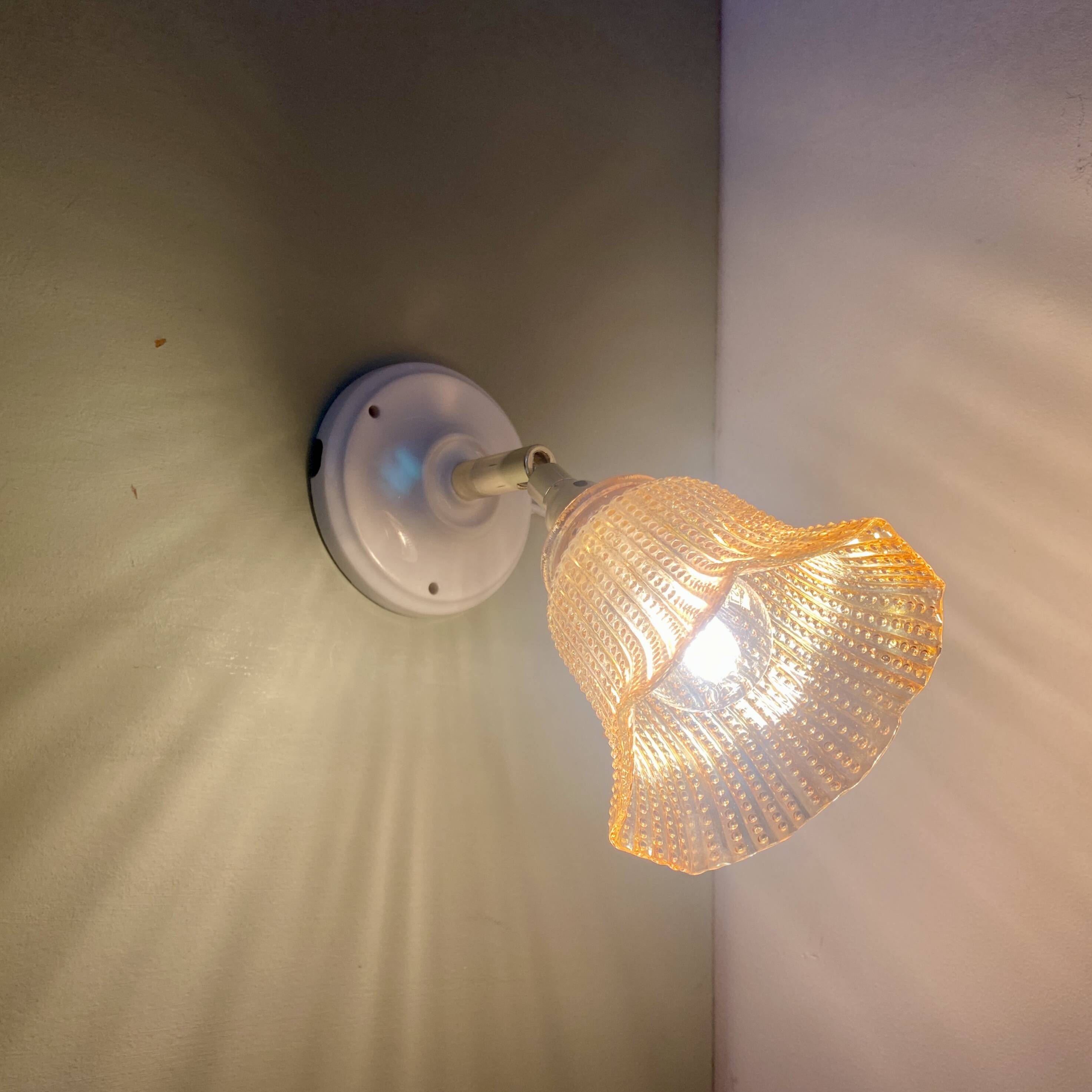 Vintage amber glass tulip wall light