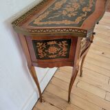 Louis XV bedside table or gueridon with floral motifs, 19th century.