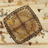 Vintage dish chiseled smoked glass aperitif compartments