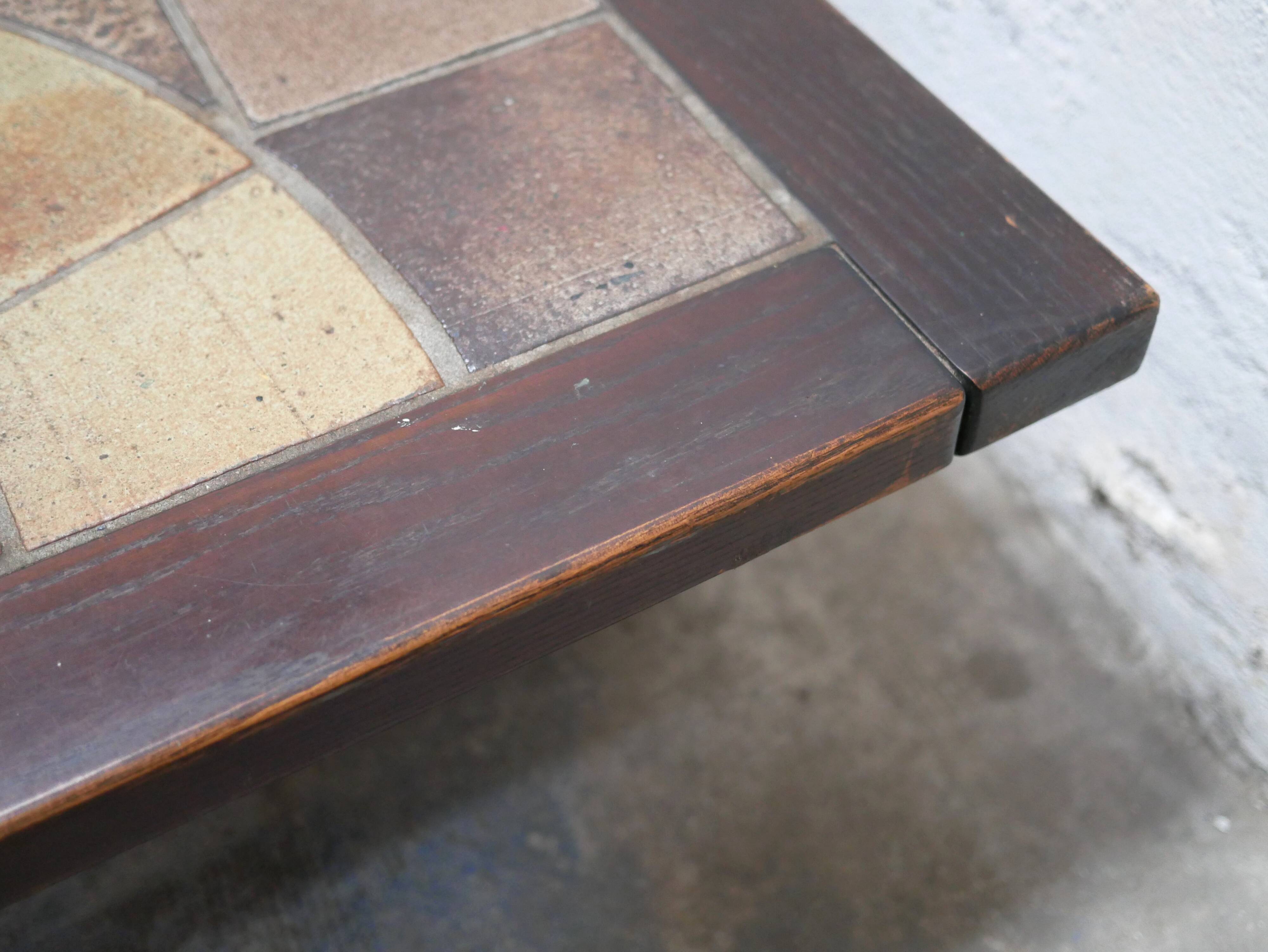 Vintage wood and ceramic coffee table
