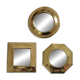 Set of 3 wall mirrors in brass, vintage Moroccan craftsmanship, 9 cm