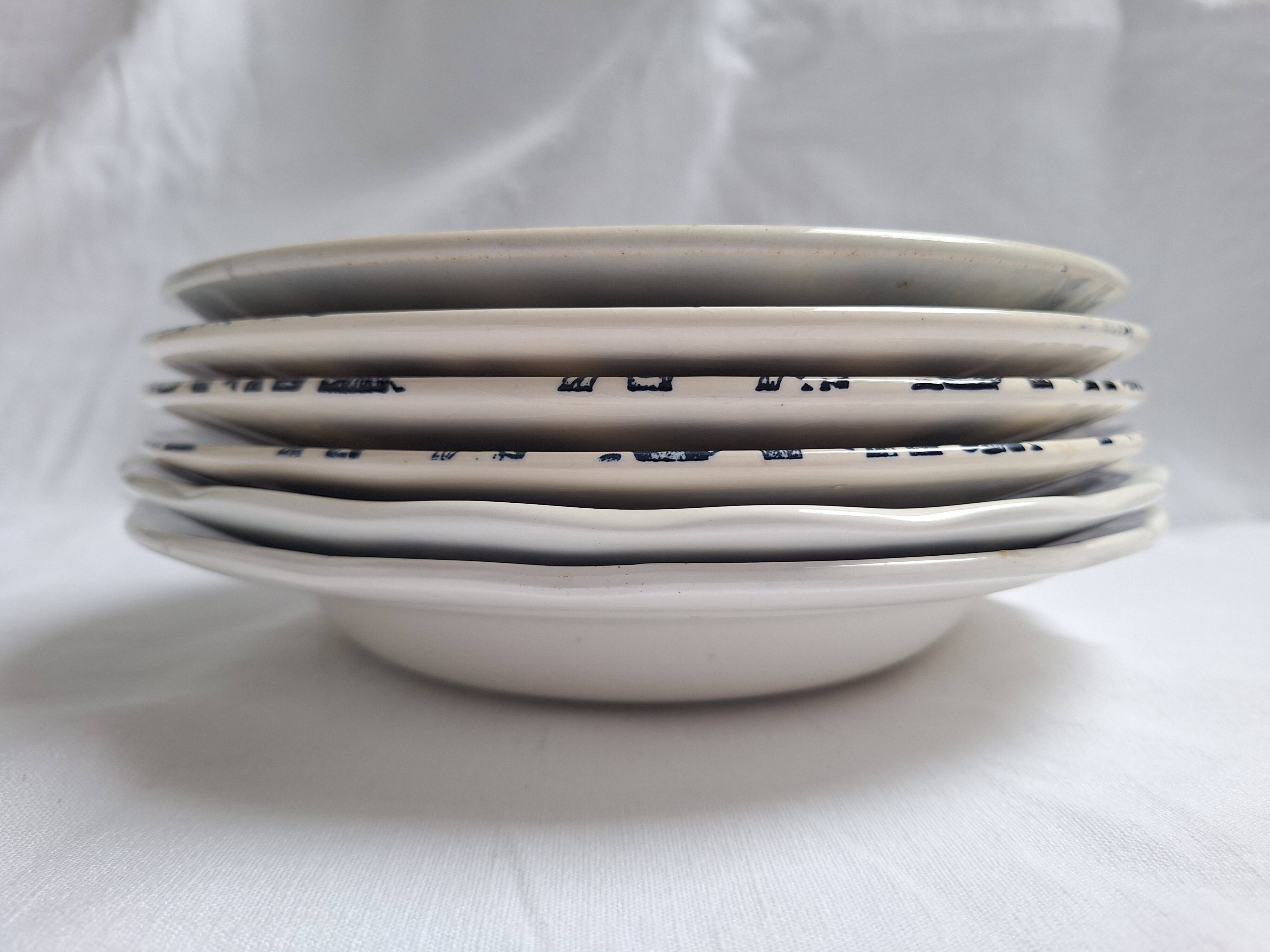 Vintage blue soup plates