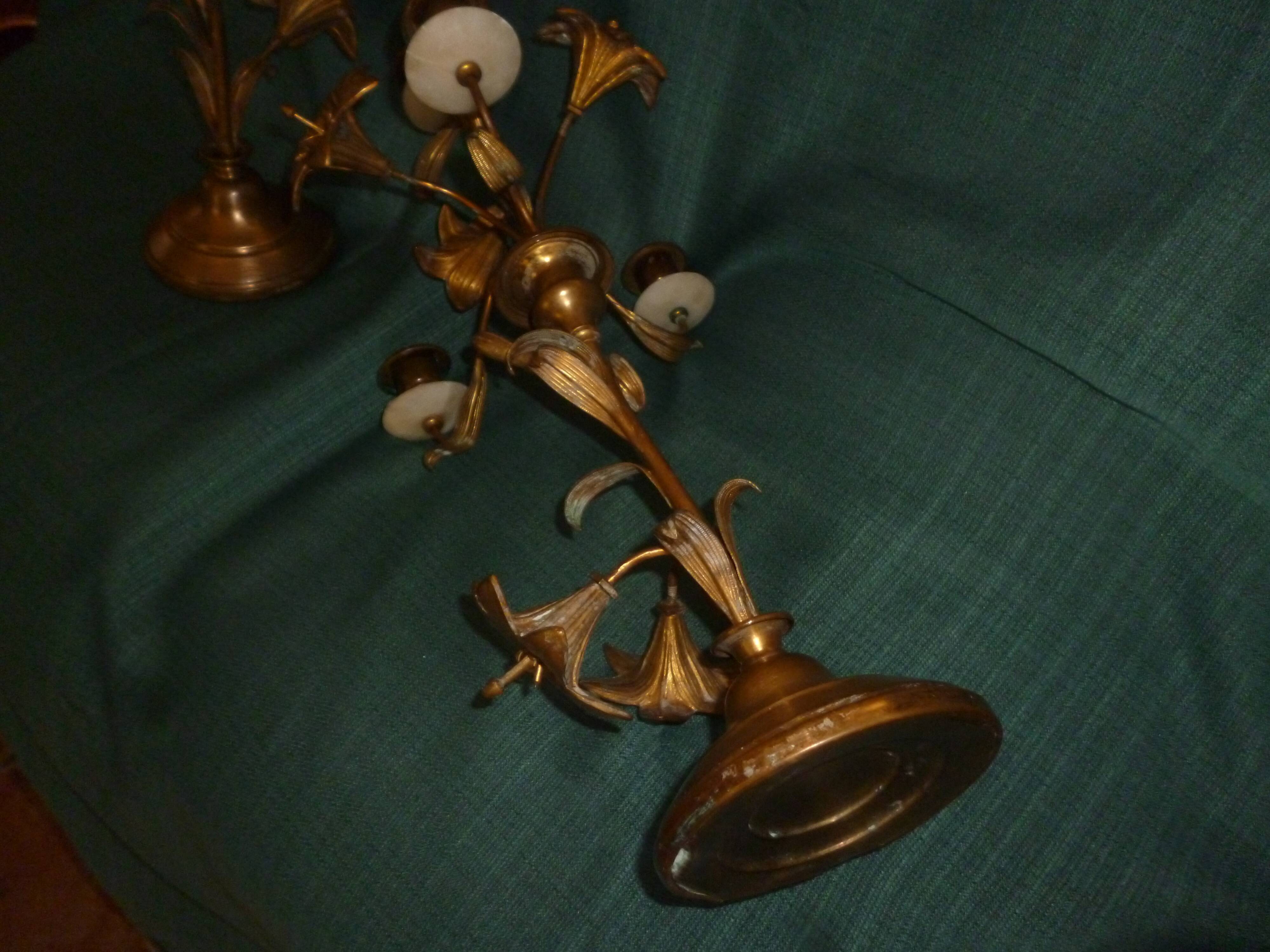 Paire de candélabres bronze laiton XIX