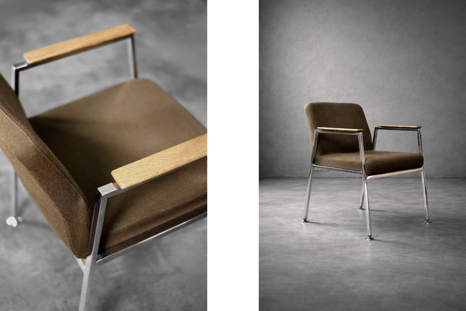 Mid-century modern brown German conference chair, made by Drabert, 1970.