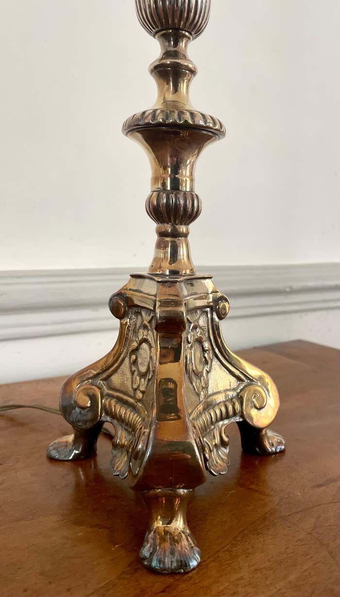 Pair of Louis XIV style table lamp from the 19th century in silver metal