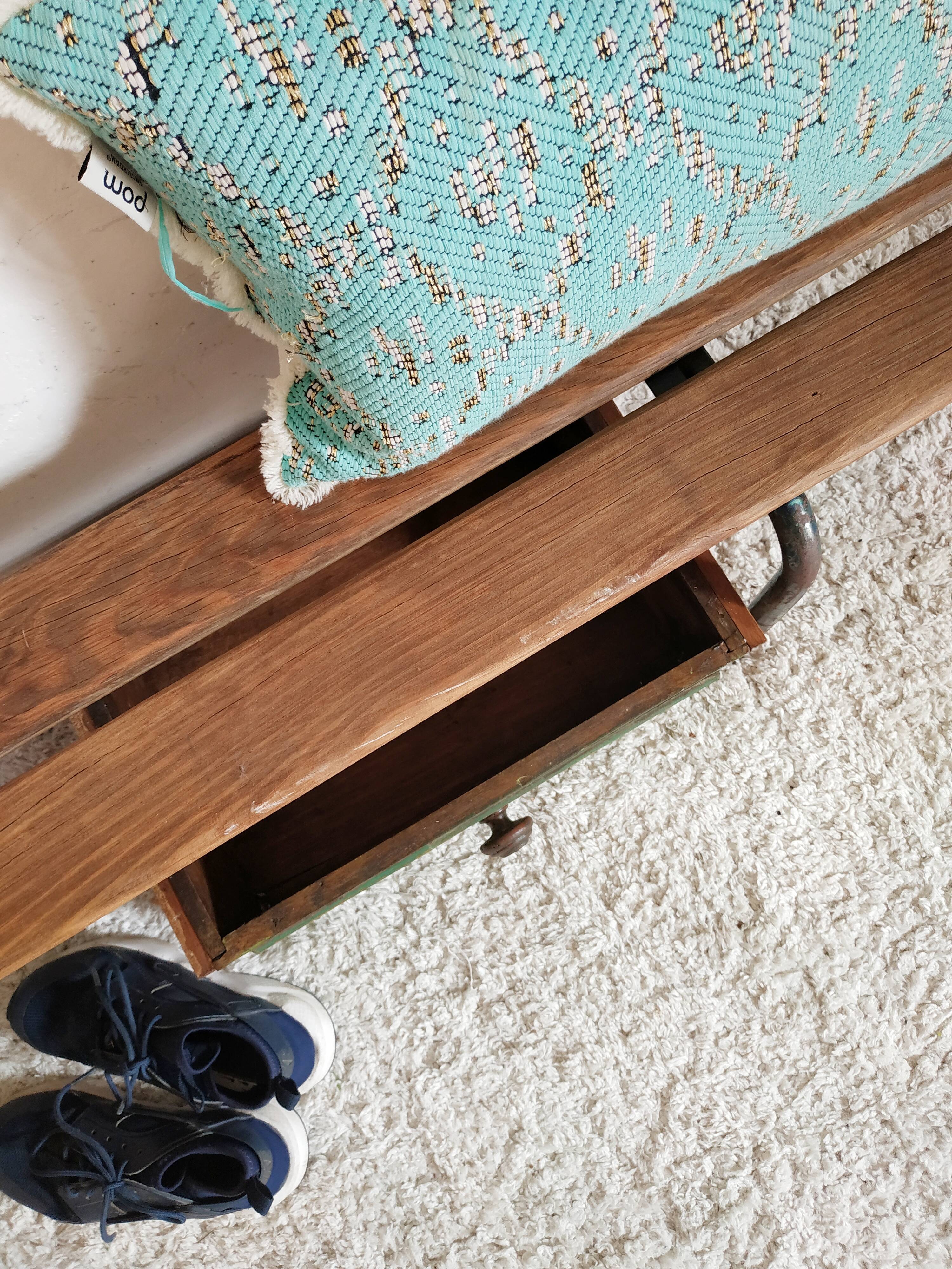 Old kindergarten bench wood and metal