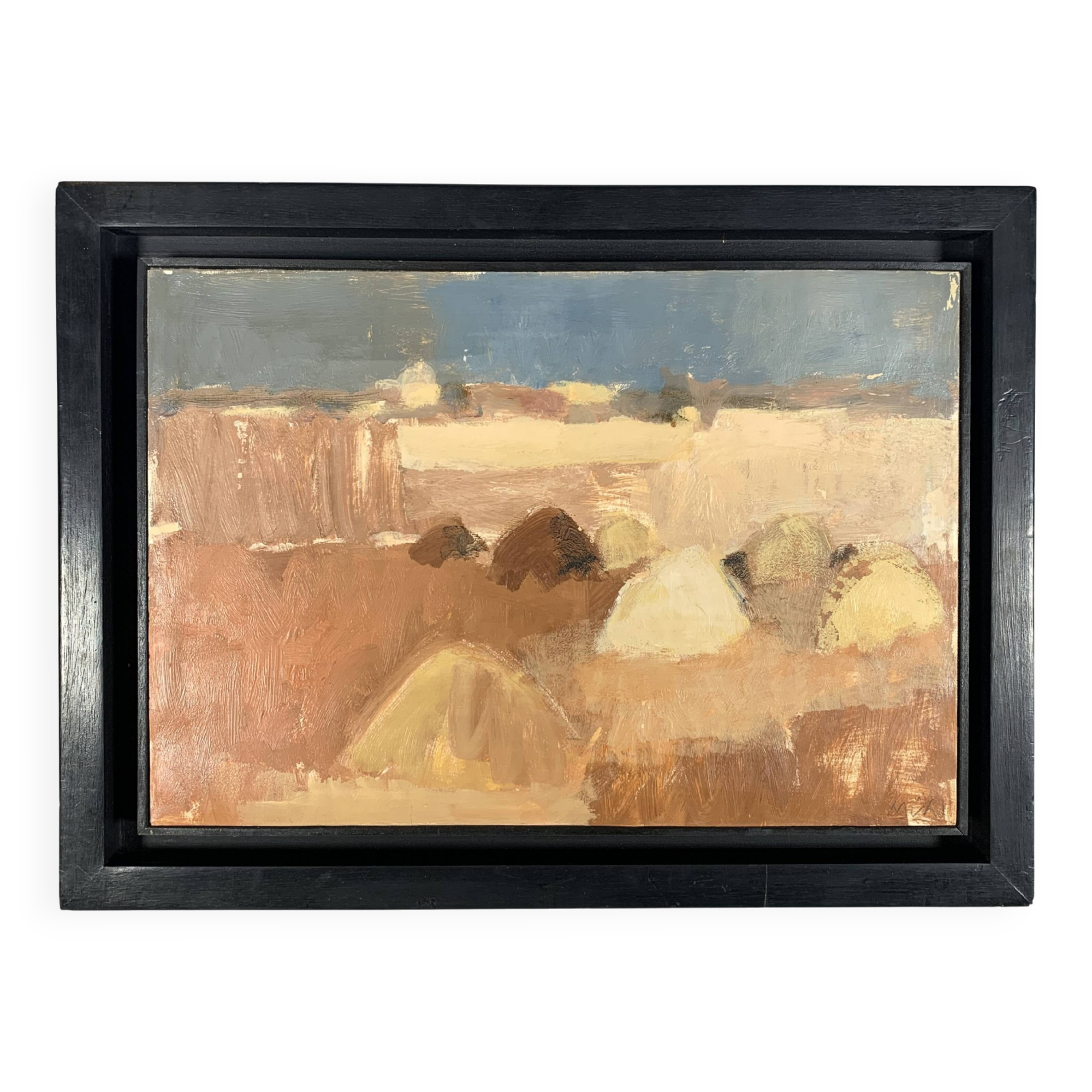 Roger MUHL (1929-2008) Landscape of a harvested field Oil on canvas