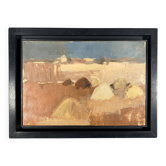 Roger MUHL (1929-2008) Landscape of a harvested field Oil on canvas