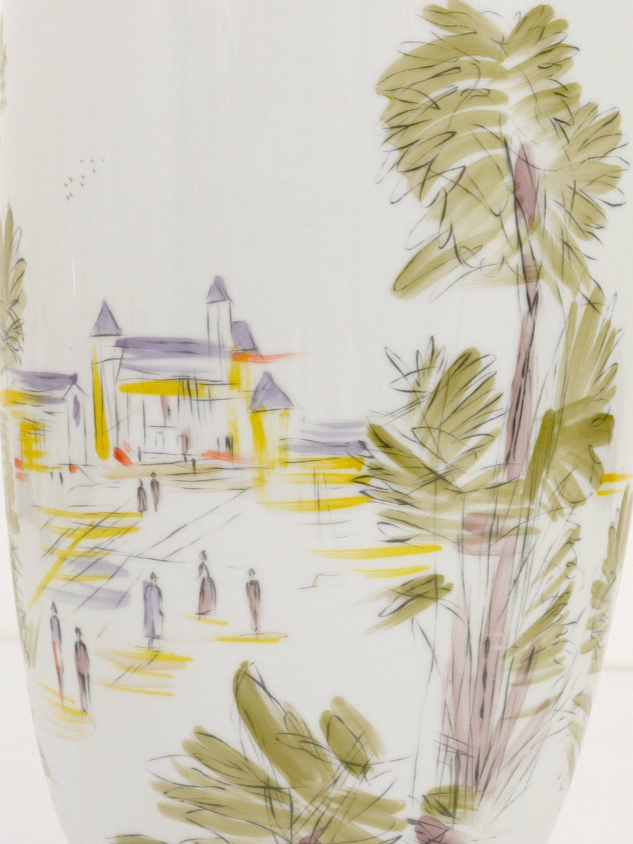 Large porcelain vase from the mid-century, hand-painted, Hutschenreuther, Selb, Germany, 1950s.