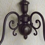 Pair of double Flemish style wall sconces in French silver from the period, with red drops 51.