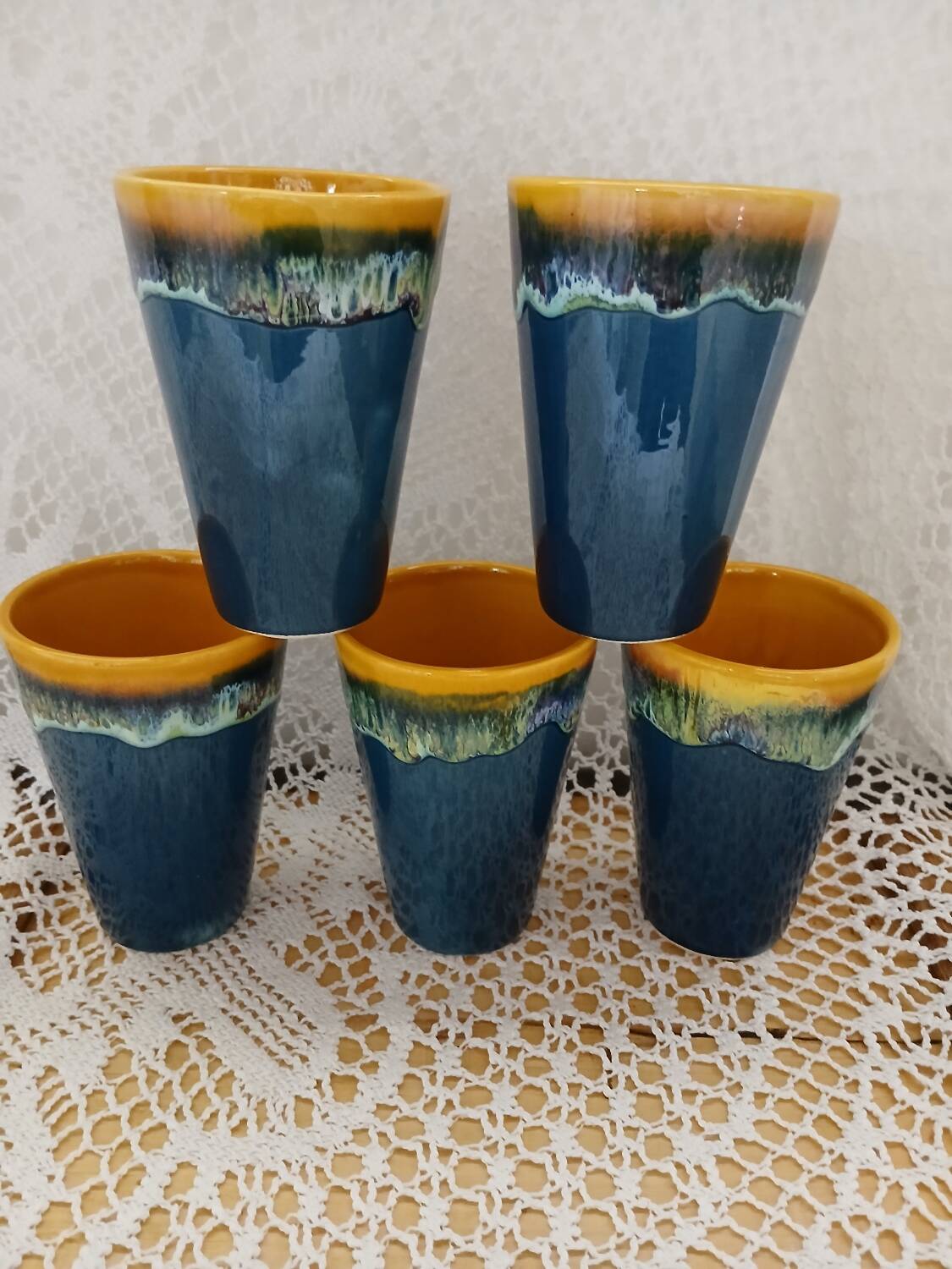 5 old Vallauris mugs / mazagrans