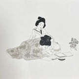 Two original ink and watercolor drawings signed Asia