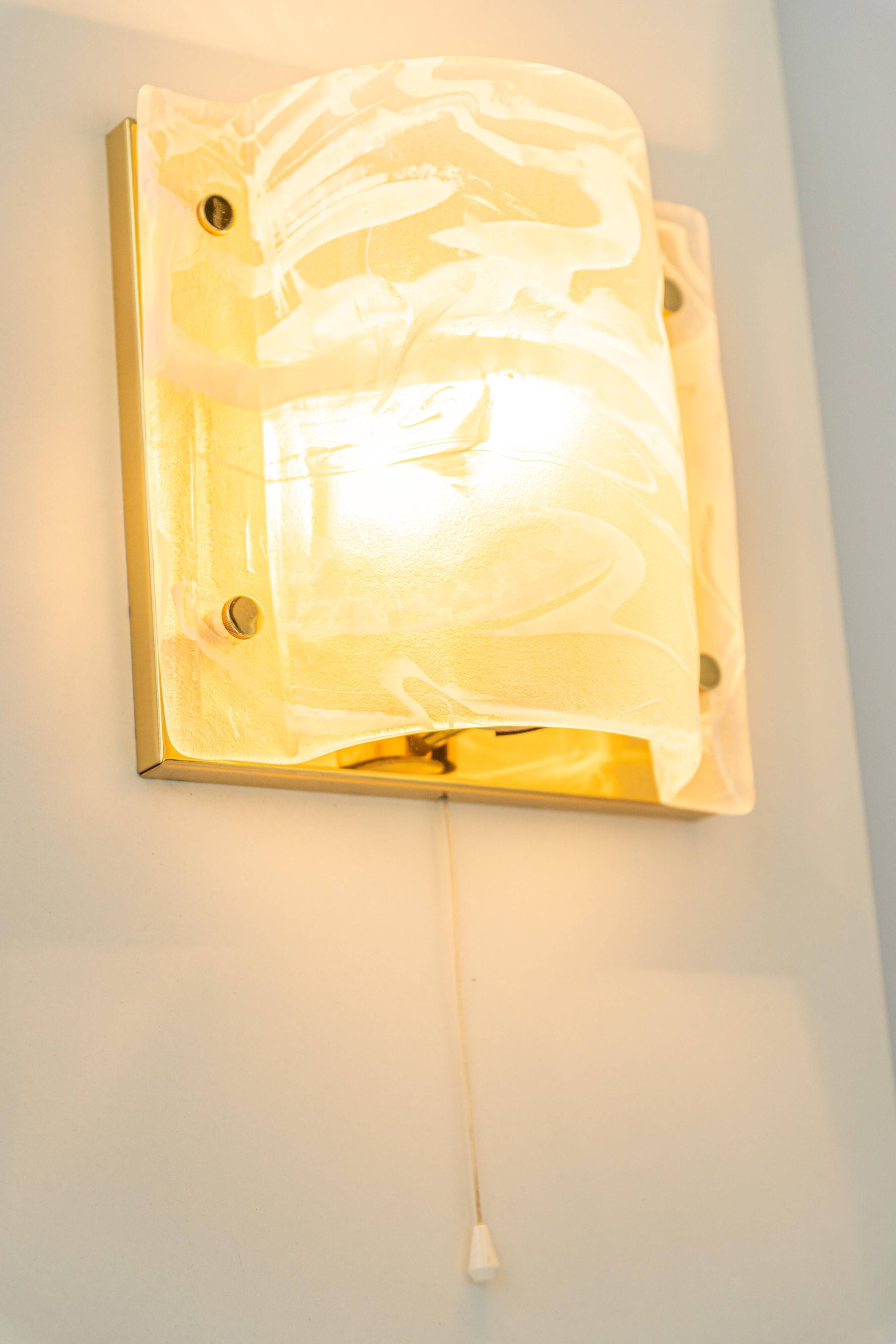 Pair of Murano glass wall sconces by Hillebrand, Germany, 1970s.