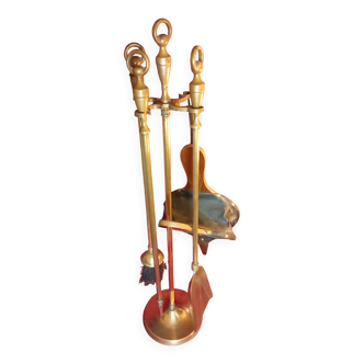 Brass fireplace set with bellows