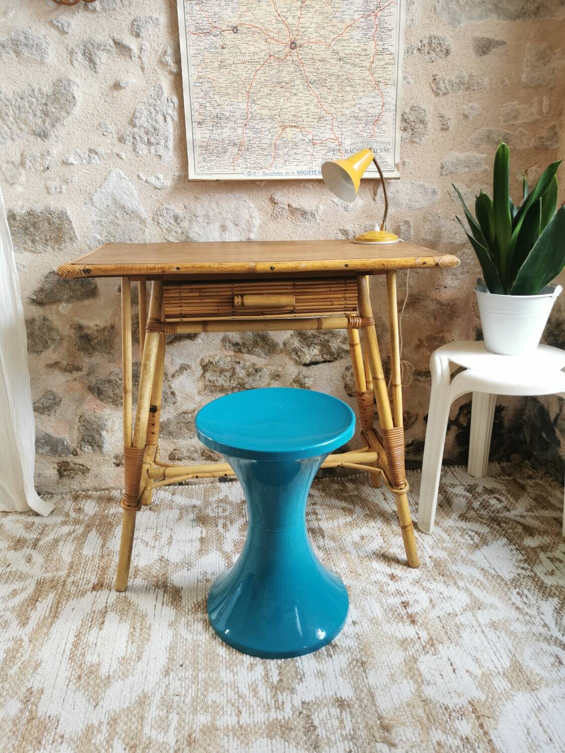 Vintage rattan desk from the 60s
