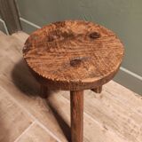 Stool solid oak tripod brutalist shepherd