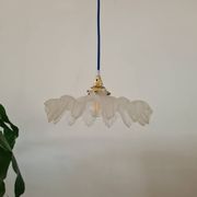 Suspension abat-jour vintage en verre dépoli