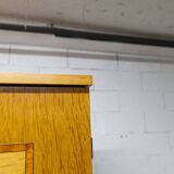 1970 Scandinavian wardrobe with shelves and mirror, 21x126, 2 doors.