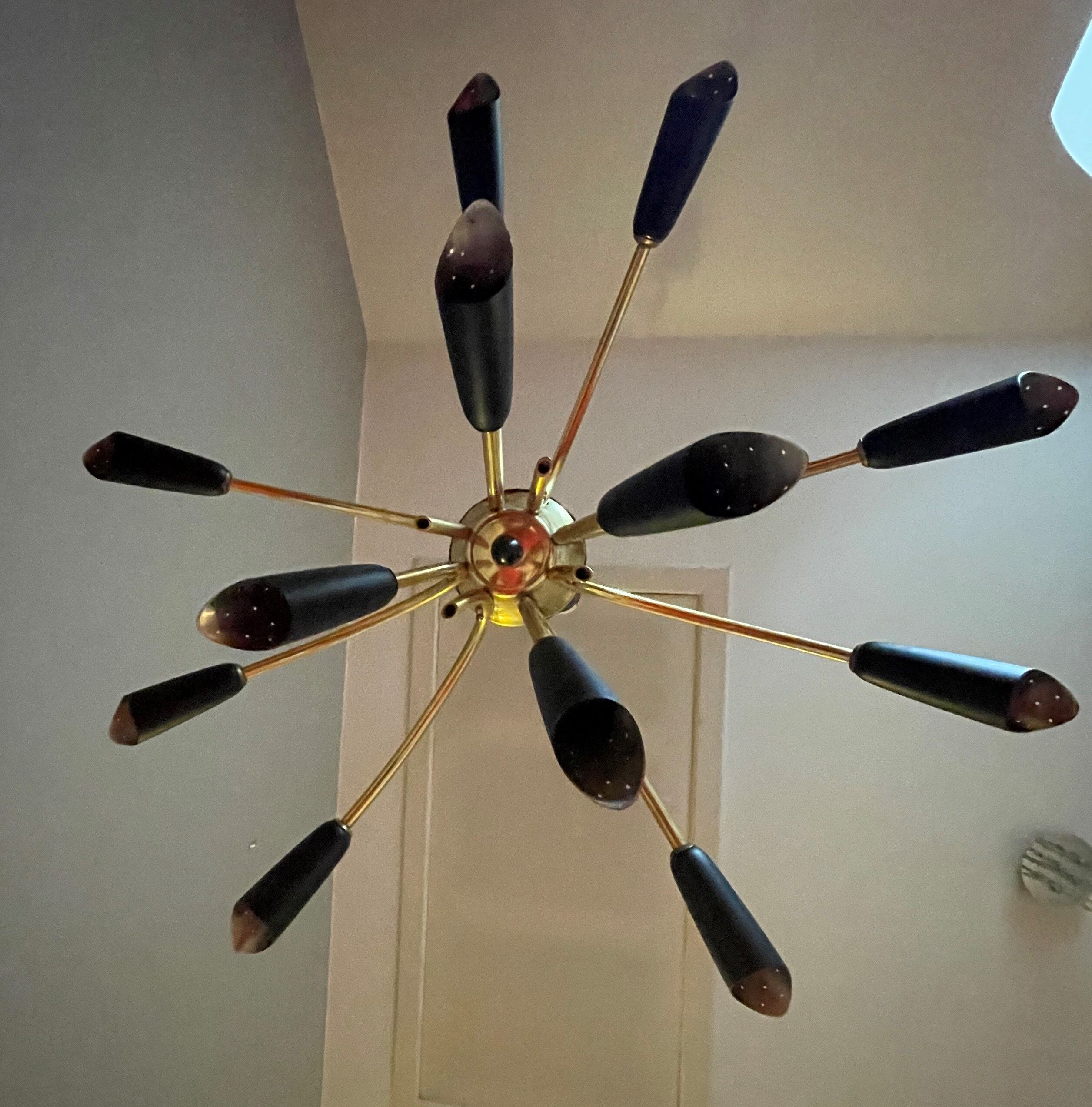 Sputnik brass chandelier