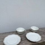 Pair of Limoges porcelain cups with gold trim